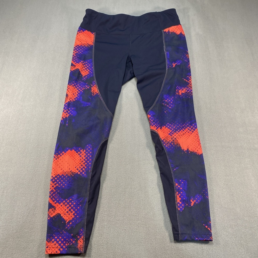 Athleta Womens Yoga Pant‎ Back Zipper Navy Orange Blue Large Atheletic Workout